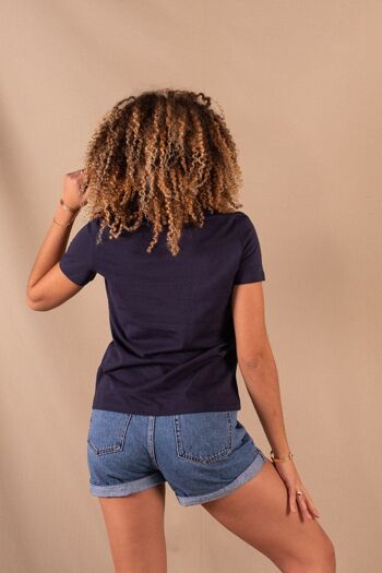 Tee-shirt Femme bleu marine en coton bio - Cathy Advitam 3