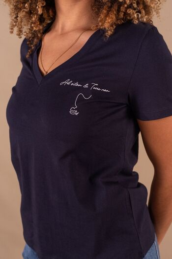 Tee-shirt Femme bleu marine en coton bio - Cathy Advitam 2