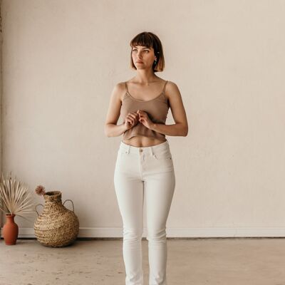 Jeans slim bianchi da donna in cotone organico - Lila