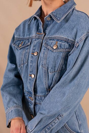 Robe Manches longues en jean bleu clair en coton bio - Romy 6
