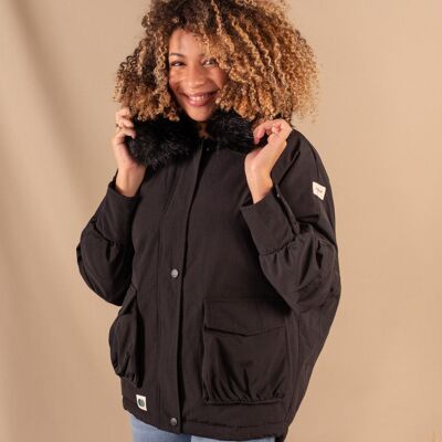 Women's Black parka in recycled polyester - Charlotte