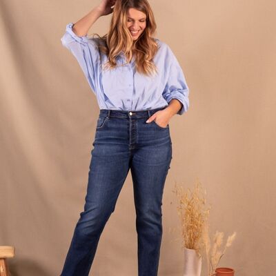 Women's deep blue straight jeans in organic cotton - Paloma