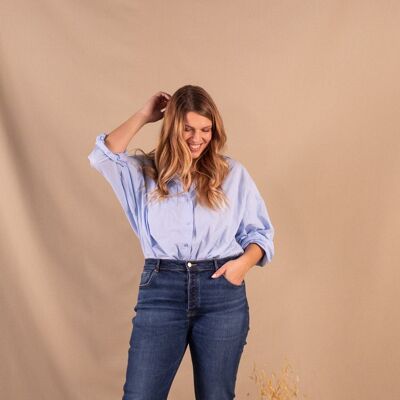 Women's deep blue straight jeans in organic cotton - Paloma