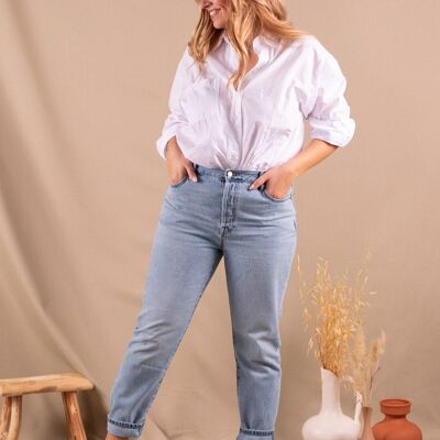 Jean Femme Mom bleu clair en coton bio - Olivia