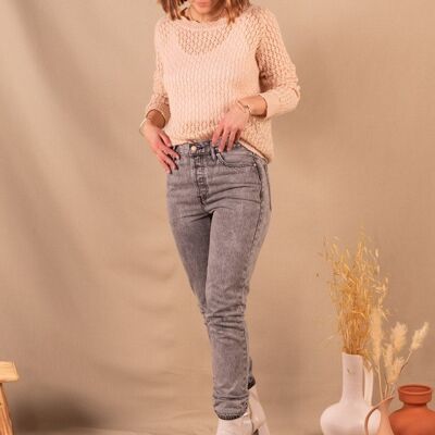 Mom jeans de mujer gris ácido de algodón orgánico - Olivia