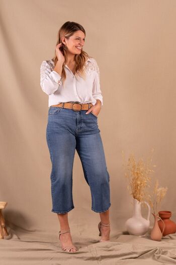 Jean Femme Jupe Culotte bleu moyen en coton bio - Ella 5