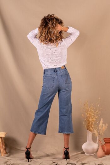 Jean Femme Jupe Culotte bleu moyen en coton bio - Ella 3