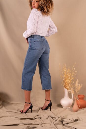 Jean Femme Jupe Culotte bleu moyen en coton bio - Ella 4