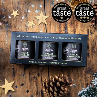 Wasabi Condiment 3 Jar Gift Pack - Mayonnaise, Mustard & Tartare Sauce (3 x 175g) x 6