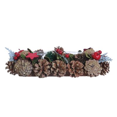 Kerst theelichthouder van Naturn Navidad | 13x9x30 cm | Waxinelichthouders kerststuk | Kerstversiering kaarsenhouder | Cruz