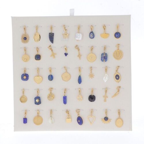 Kit de 40 charms - doré et bleu / KIT-CH08-0280-D-LAPIS
