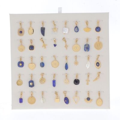 Kit di 40 ciondoli - oro e blu / KIT-CH08-0280-D-LAPIS