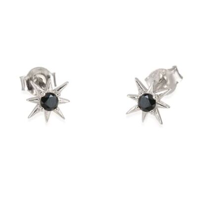 Boucles d'Oreilles Argent Noir Loise - Fleur de Menthe -