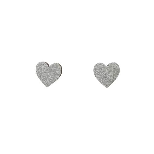 Mini heart studs silver hand painted earrings