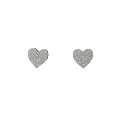 Pendientes mini corazón tachuelas plata pintados a mano