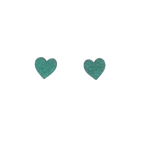 Mini heart studs metallic green