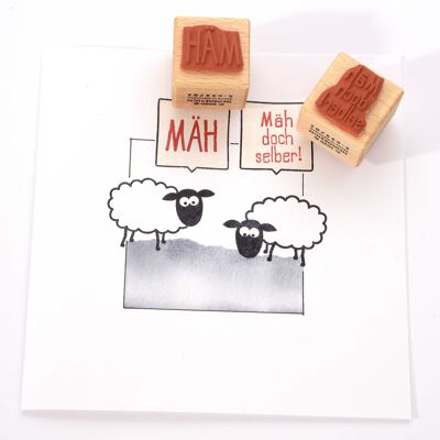 Motivstempel Titel: Mäh · Mäh doch selber!