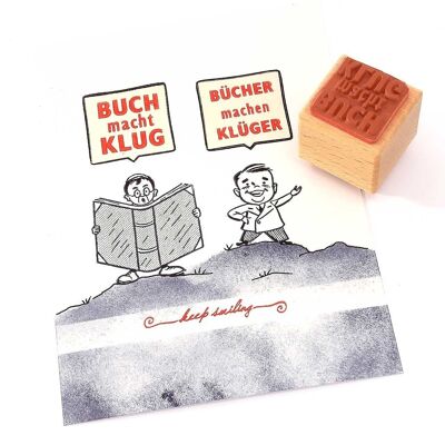 Motivstempel Titel: Buch macht klug · Bücher machen klüger