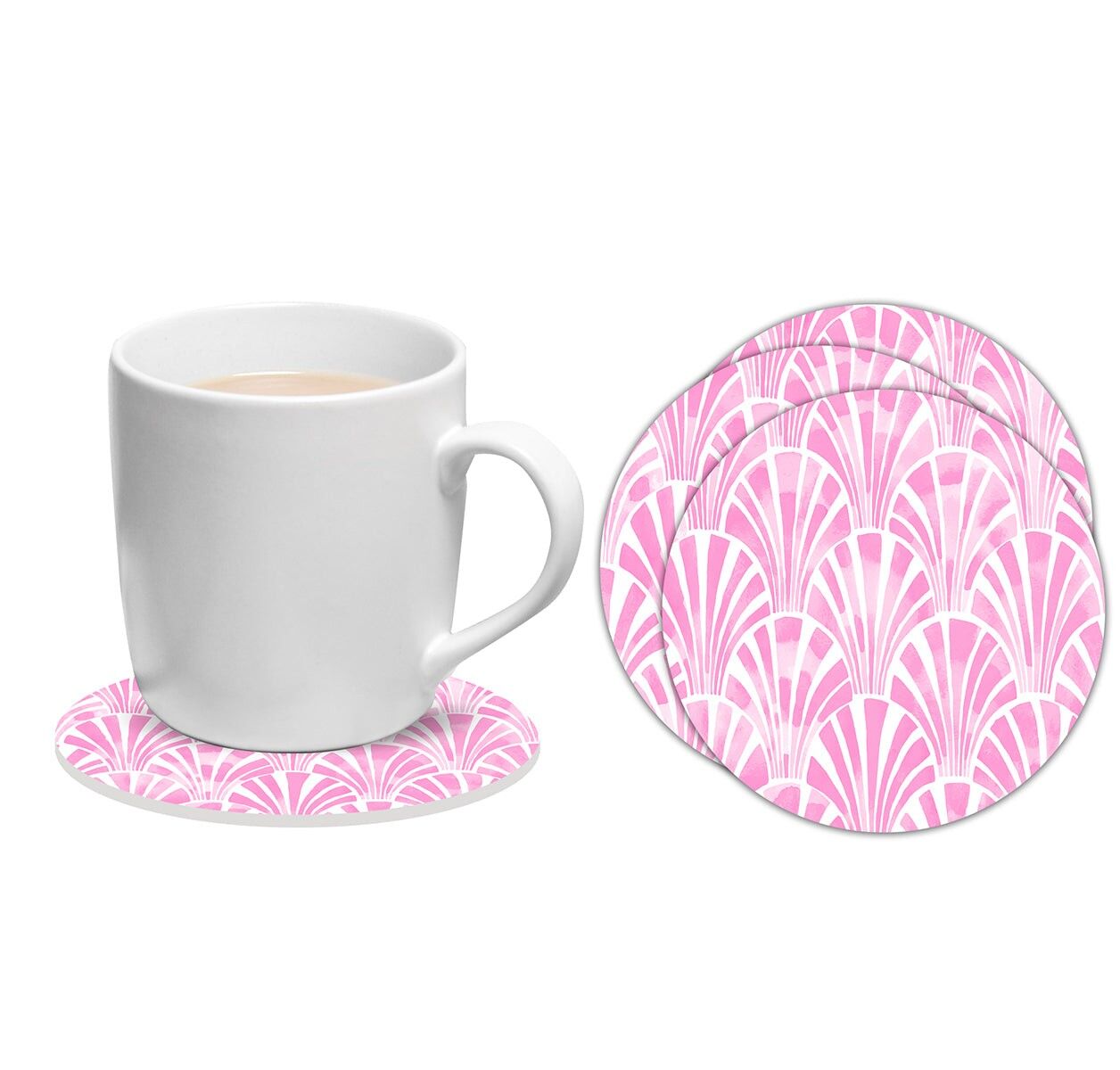 Set de 6 posavasos redondos Art-decó rosa-37937