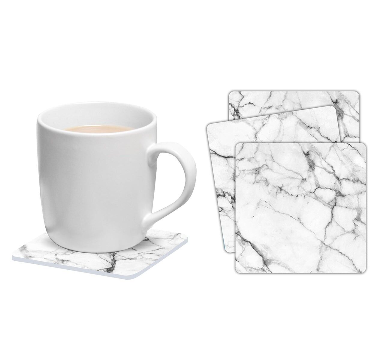 Set de 6 posavasos cuadrados Mármol blanco-37909