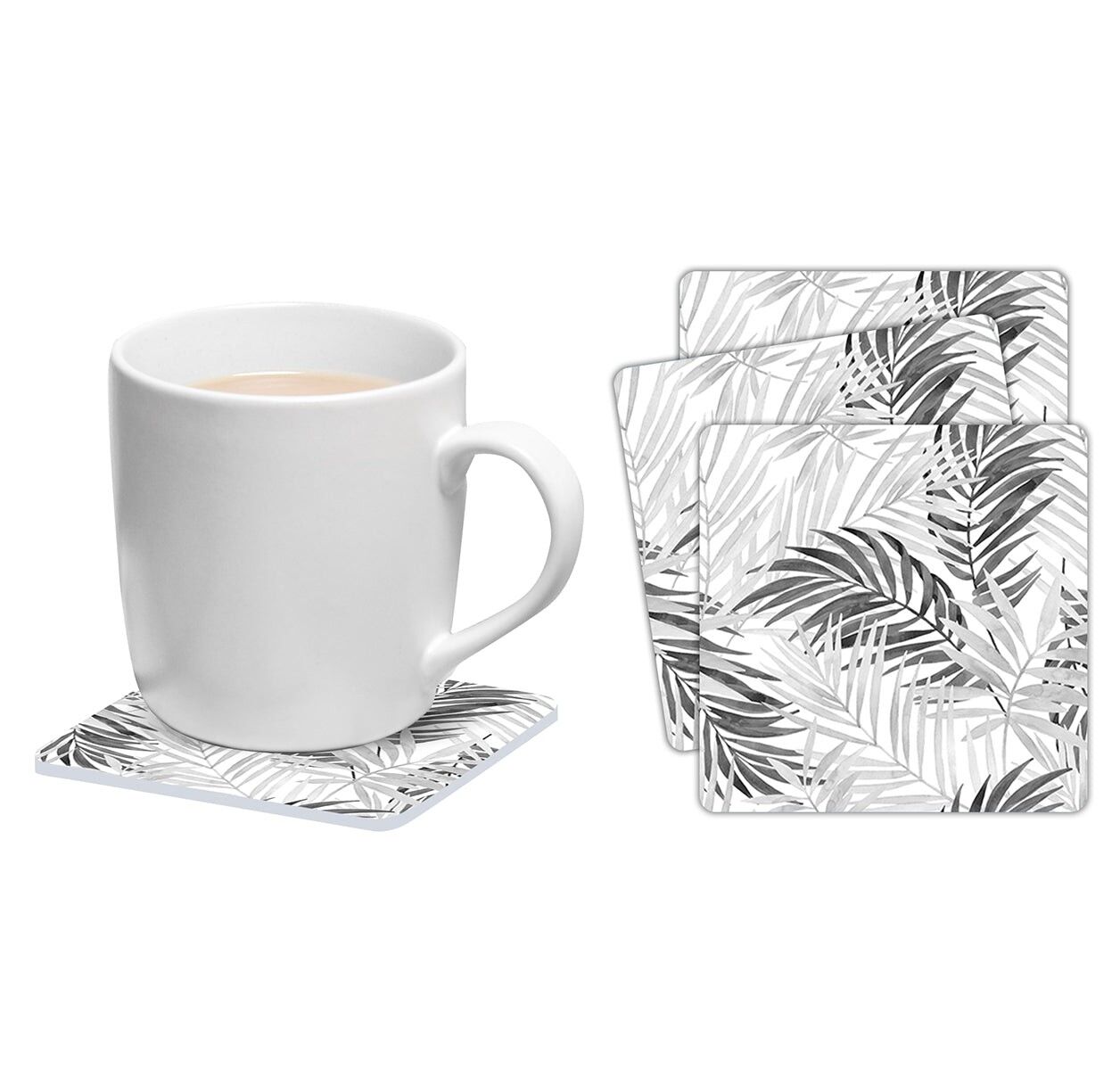 Set de 6 posavasos cuadrados Hojas gris-37933