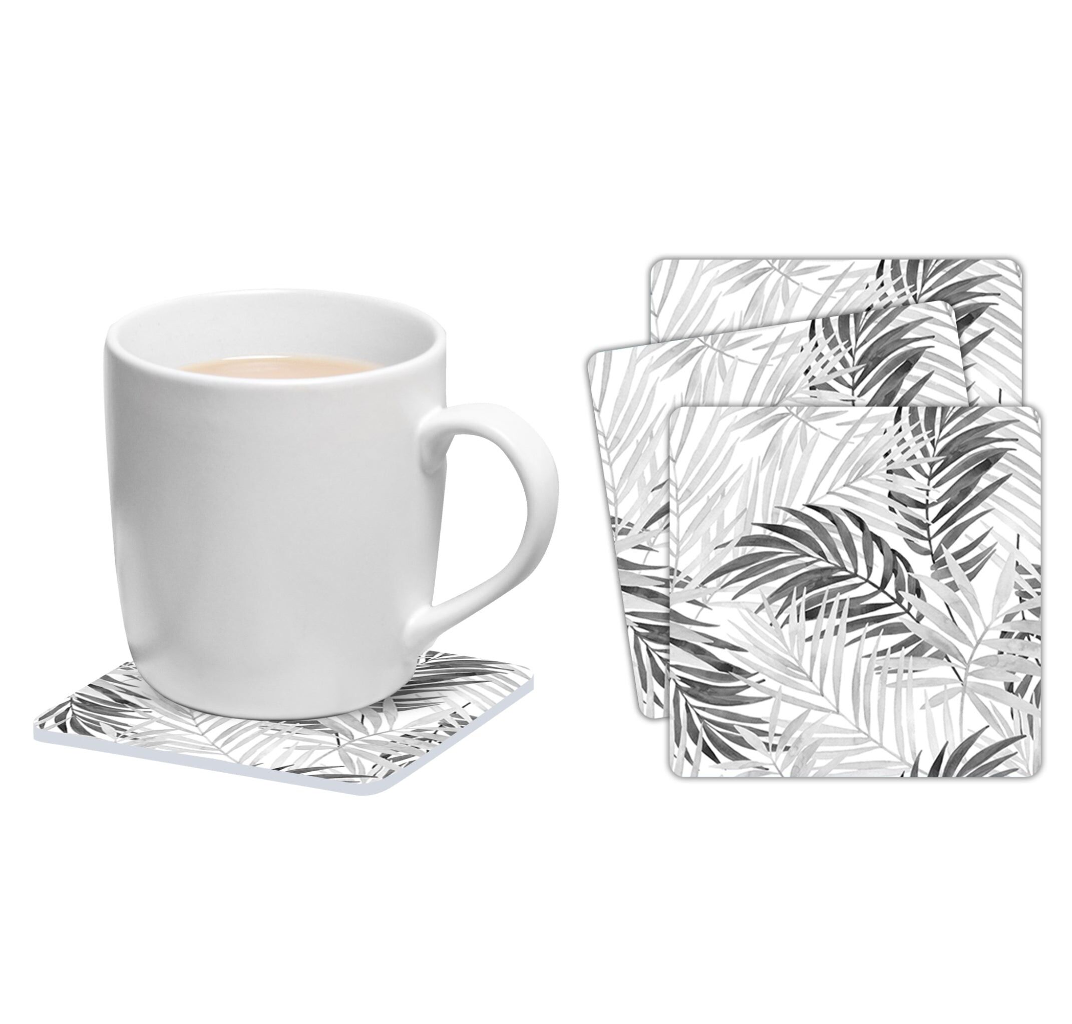 Set de 6 posavasos cuadrados Hojas gris-37933