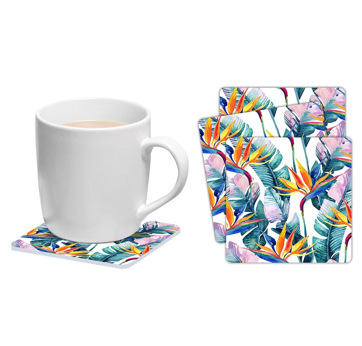 Set de 6 posavasos cuadrados Flor del paraíso-37922