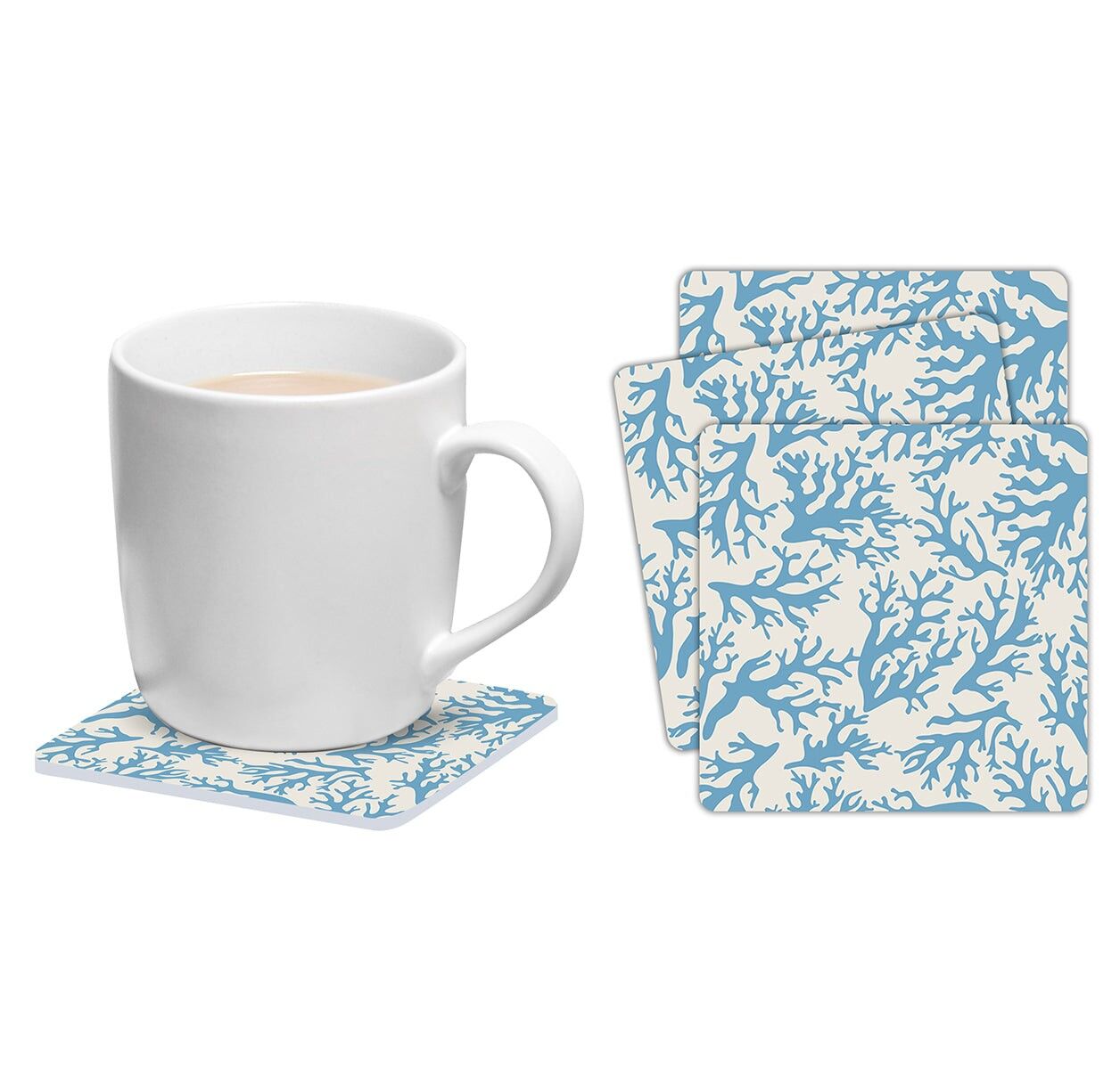 Set de 6 posavasos cuadrados Corales azul-37919