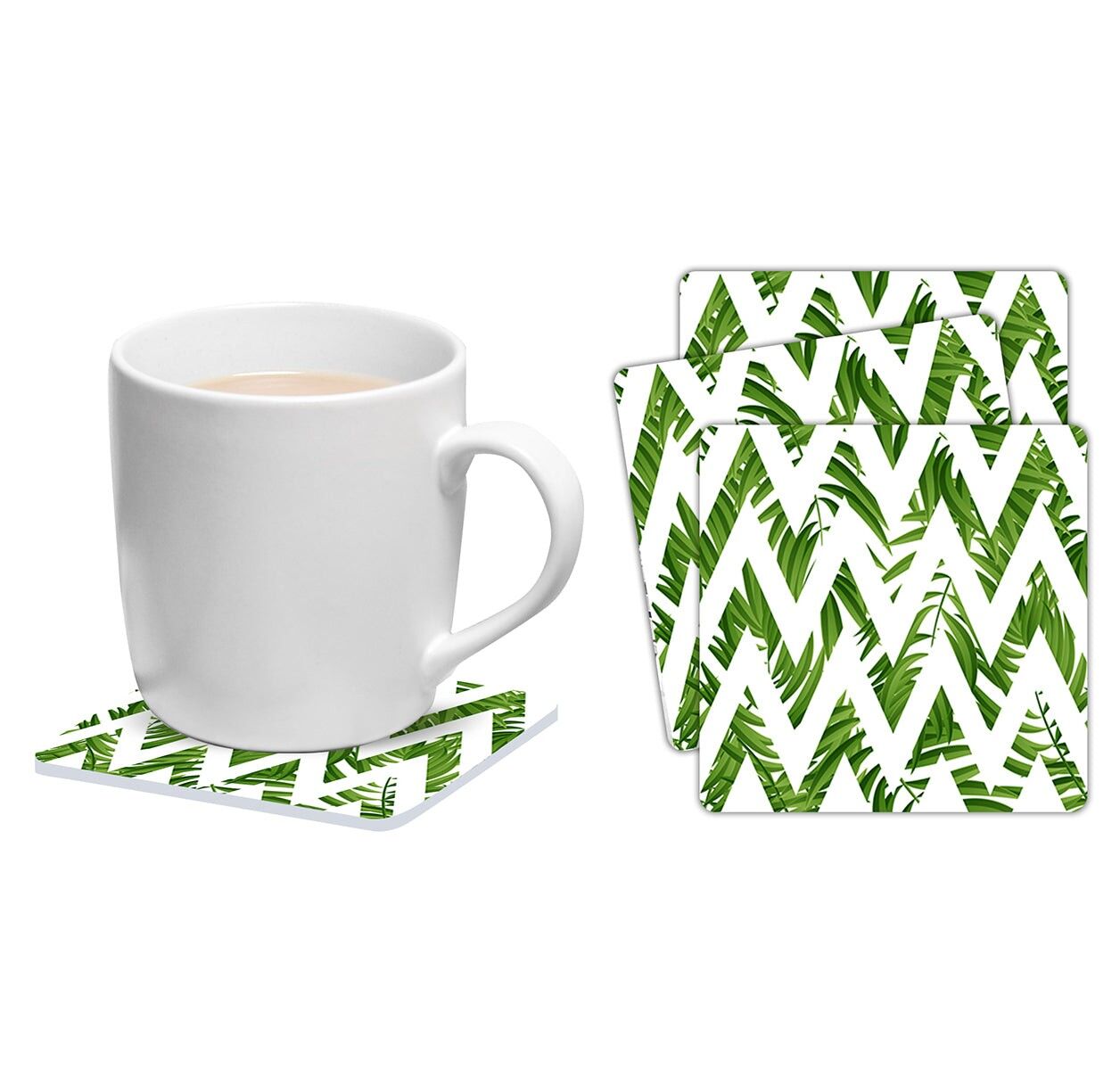 Set de 6 posavasos cuadrados Chevron hojas-37929