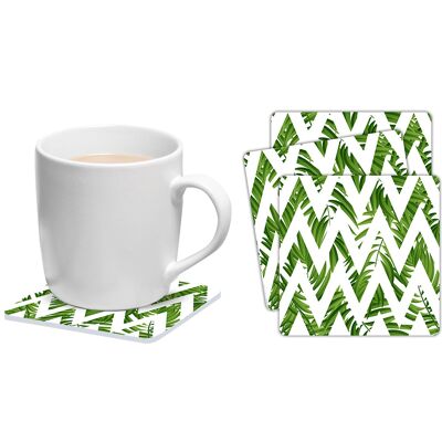 Set de 6 posavasos cuadrados Chevron hojas-37929