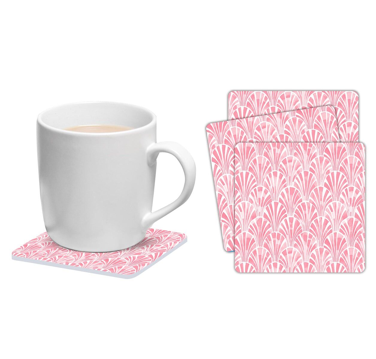 Set de 6 posavasos cuadrados Art-decó coral-37917