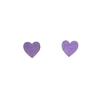 Mini heart studs metallic purple