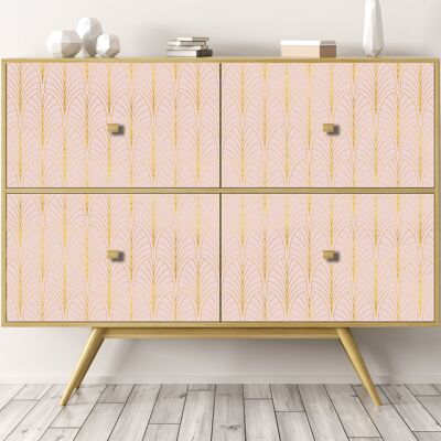 Rollo sticker Art-decó in light pink and gold-38525