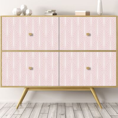 Rollo sticker Art-decó in light pink and white-38561