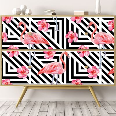 Rollo sticker Flamingos and lines-37292