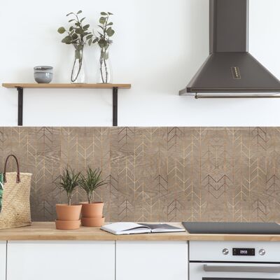 Rollo sticker Madera con zigzag dorado-38518