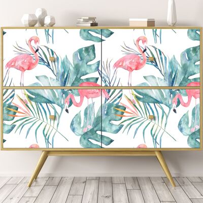 Rollo sticker Flamingos and leaves-37286