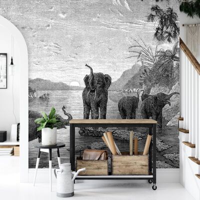 Elefantes - mural textil vinílico adhesivo-80124