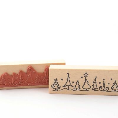 Motif stamp title: Christmas landscape with fir trees