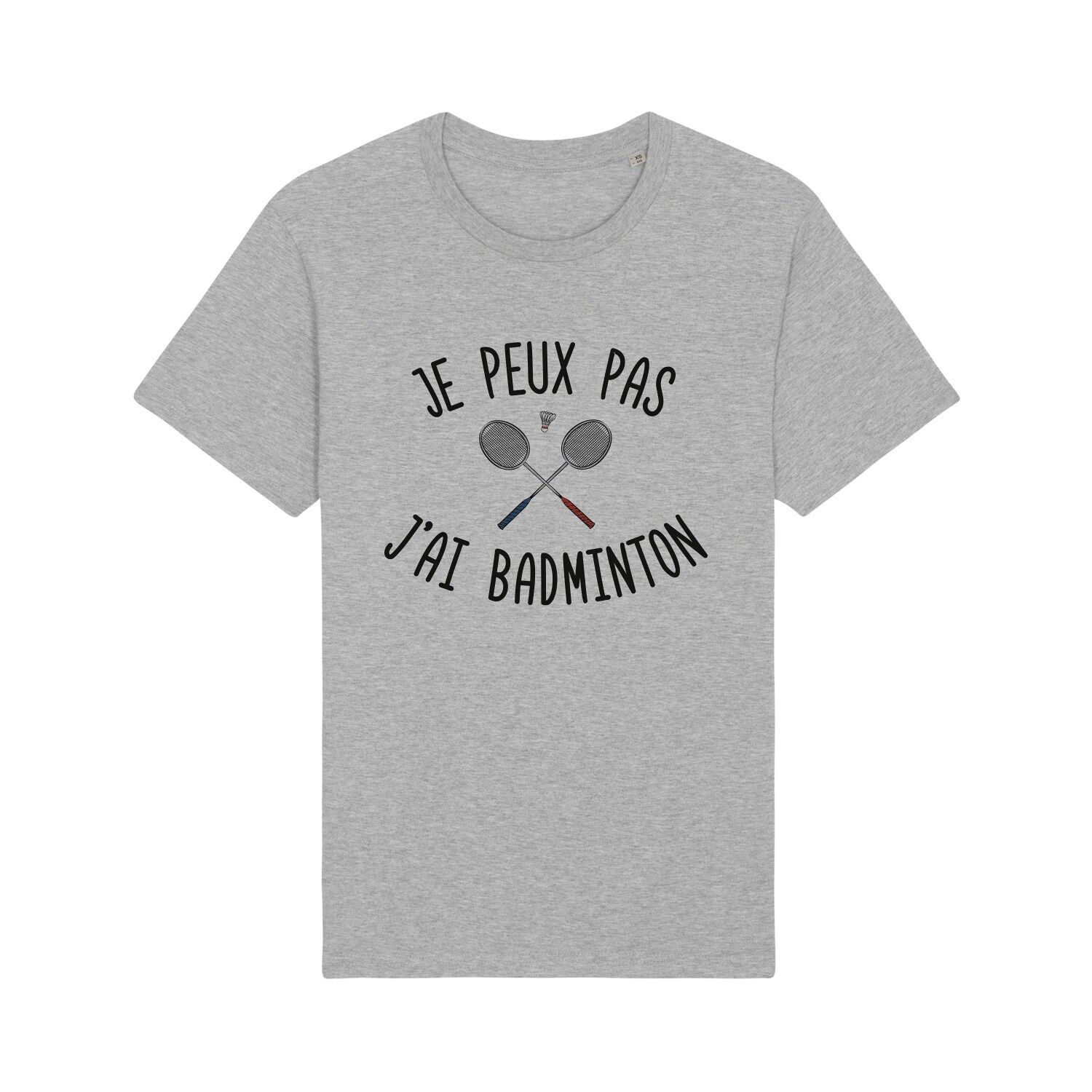 T-SHIRT grigio melange I CANT I HAVE BADMINTON