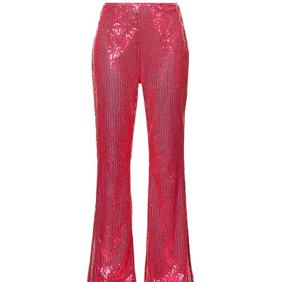 Pantalón de pernera ancha con lentejuelas rosa sabana