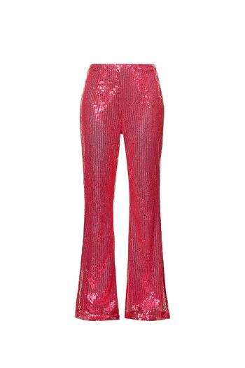 Pantalon large rose savane à sequins 1