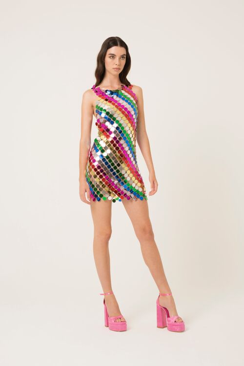 Mimi Rainbow Disk Sequin Dress