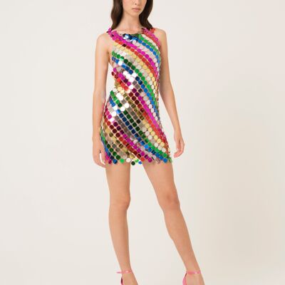 Mimi Rainbow Disk Sequin Dress