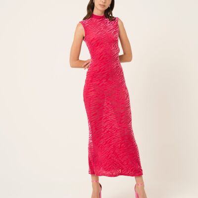 Lana Pink Fitted High Neck Dress