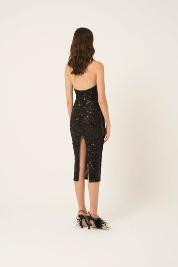 Robe mi-longue noire à sequins Dua 3