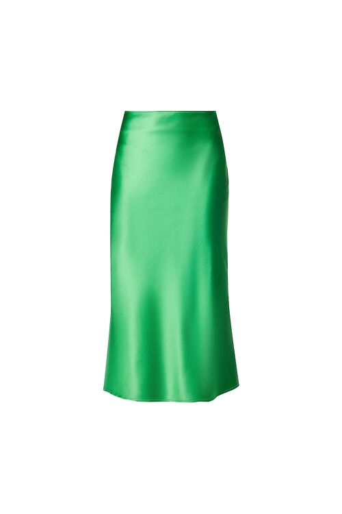 Jolie Green Satin Slip Skirt