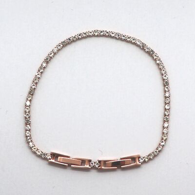 Bracelet, tennis bracelet stainless steel rosé with zirconia
