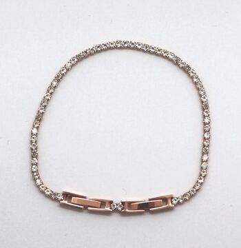 Bracelet, bracelet de tennis en acier inoxydable rosé avec zircone 1