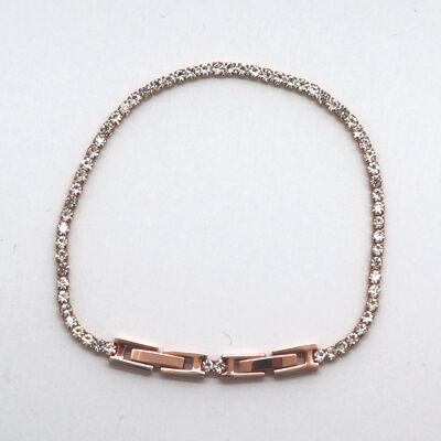 Bracelet, tennis bracelet stainless steel rosé with zirconia